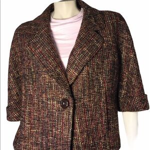 Semantiks XS Brown Tweed Cropped Blazer